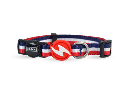 Dashi Stripes Red & Blue Cat Collar – Adjustable Nylon, Stylish Dual-Color Design