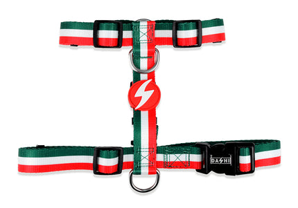 Dashi Stripes Green & Red Back Harness – Adjustable Guard Dog Harness, XS, Stylish Durable Design