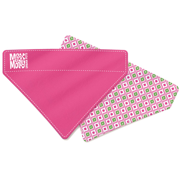 Max&Molly Reversible Bandana Retro Pink – Double-Sided Dog Scarf, Large Size