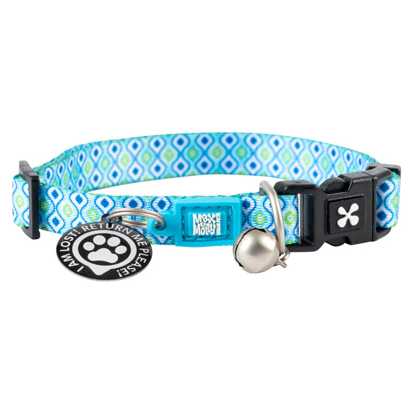 Max&Molly GOTCHA! Smart ID Cat Collar Retro Blue – Colorful Adjustable Collar with Smart Tag