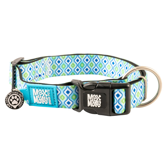 Max&Molly GOTCHA! Smart ID Retro Blue Collar – Large, Durable Adjustable Collar with Smart Tag
