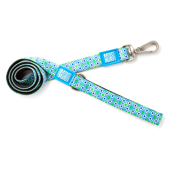 Max&Molly Retro Blue Short Leash – Colorful 120cm City Lead with Retro Pattern, Large Size