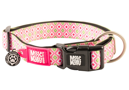 Max&Molly GOTCHA! Smart ID Retro Pink Collar – Large, Durable Nylon with Smart Tag
