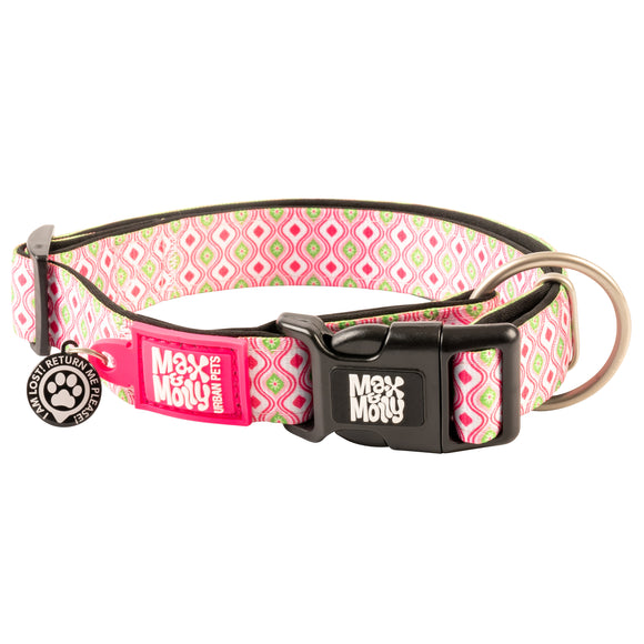 Max&Molly GOTCHA! Smart ID Retro Pink Collar – Large, Durable Nylon with Smart Tag