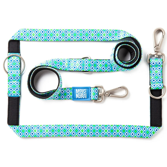 Max&Molly Multi-Leash Retro Blue – Adjustable 200cm Dog Leash with Unique Pattern, Size S