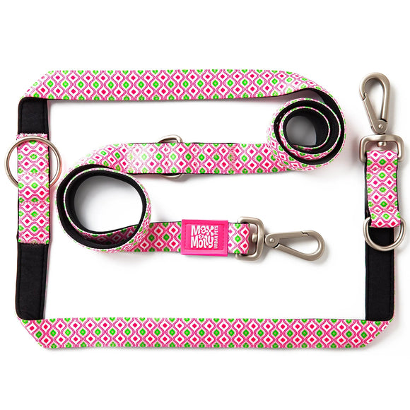 Max&Molly Multi-Leash Retro Pink – Adjustable 200cm Dog Leash with Unique Pattern, Large Size