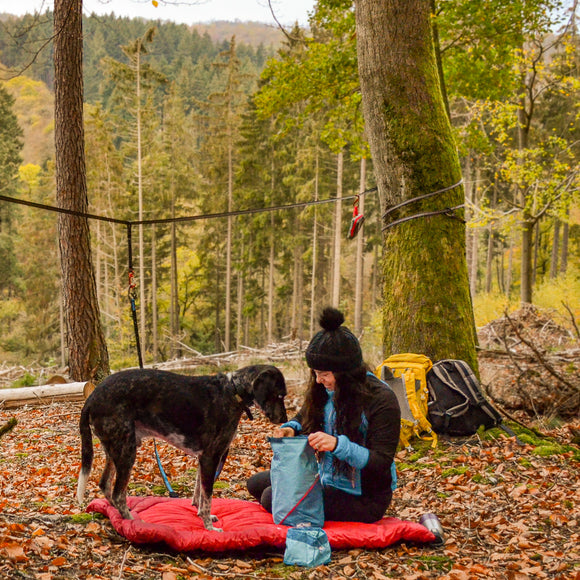 Kurgo Ridgeline Tie-Out 9m – Flexible Dog Zipline, Durable Camping Rope, Tree-to-Tree Setup