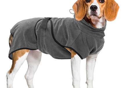 Royal Dry Microfiber Bathrobe – Absorbent Gray Towel Robe, Large, Quick-Dry Comfort