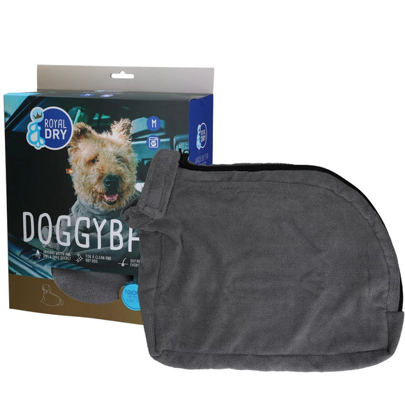 Royal Dry Doggy Bag – Absorbent Microfiber Drying Bag, Large Size, Gray Color