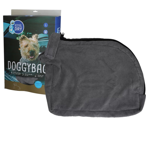 Royal Dry Doggy Bag – Absorbent Microfiber Drying Bag, Large Size, Gray Color
