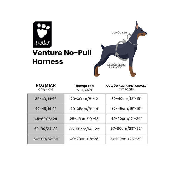 Hurtta Venture No-Pull Harness Bilberry – Adjustable Front-Closure Dog Harness, 80-100cm, Durable Design