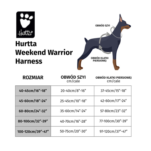 Hurtta Weekend Warrior Harness Neon Orange – Adjustable 40-45cm, Durable Design for Active Pets
