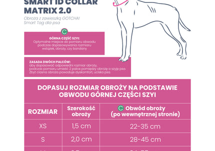 Max&Molly GOTCHA! Smart ID Matrix 2.0 Collar – QR-Enabled Dog Collar, Pastel Pink, XS, Lightweight Design