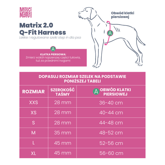 Max&Molly Q-Fit Matrix 2.0 Harness – Lightweight Step-In Design with QR ID, Pastel Pink XXS