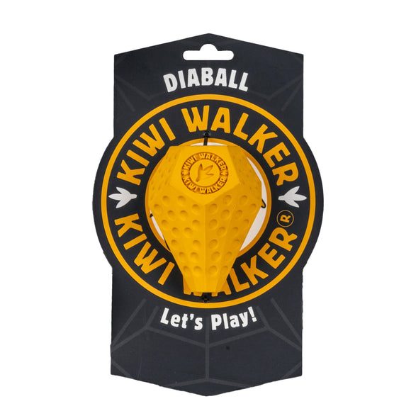 Kiwi Walker Let's Play Diaball – Blue Geometric Treat Dispensing Toy, Medium Size, Durable Design