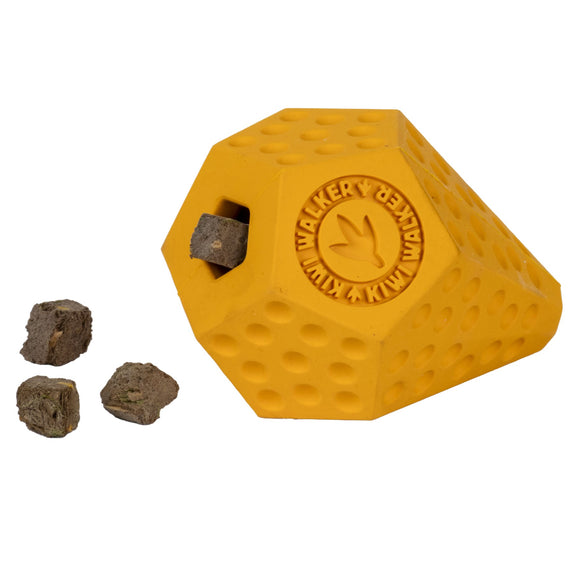 Kiwi Walker Let's Play Diaball – Blue Geometric Treat Dispensing Toy, Medium Size, Durable Design