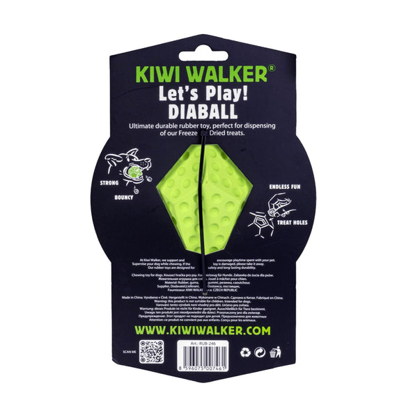 Kiwi Walker Let's Play Diaball – Blue Geometric Treat Dispensing Toy, Medium Size, Durable Design