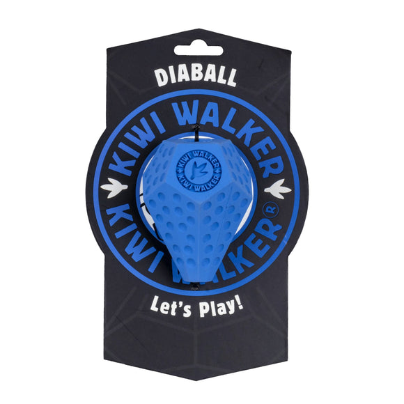 Kiwi Walker Let's Play Diaball – Blue Geometric Treat Dispensing Toy, Medium Size, Durable Design