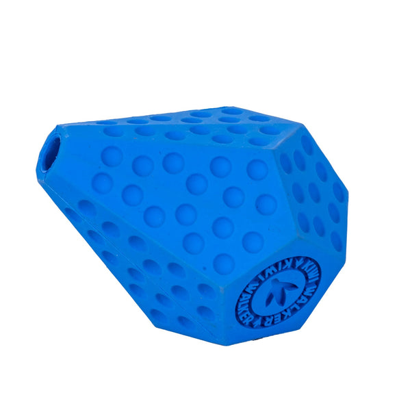 Kiwi Walker Let's Play Diaball – Blue Geometric Treat Dispensing Toy, Medium Size, Durable Design