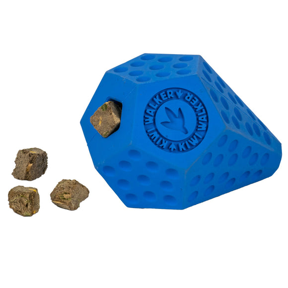 Kiwi Walker Let's Play Diaball – Blue Geometric Treat Dispensing Toy, Medium Size, Durable Design
