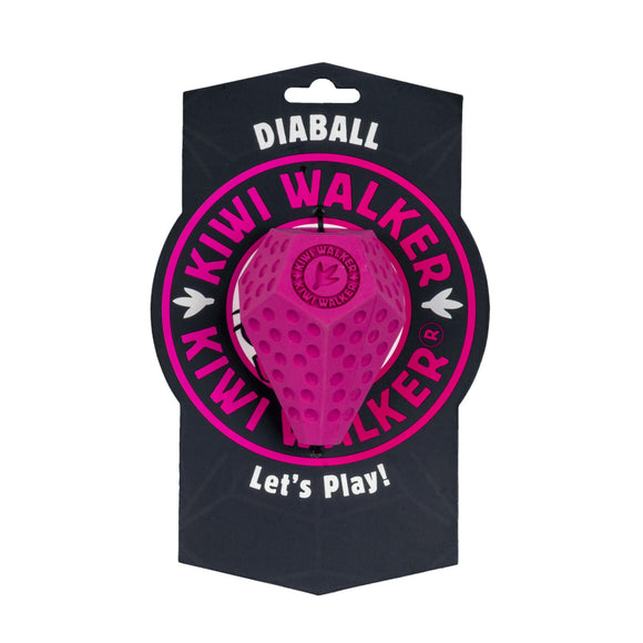 Kiwi Walker Let's Play Diaball – Blue Geometric Treat Dispensing Toy, Medium Size, Durable Design