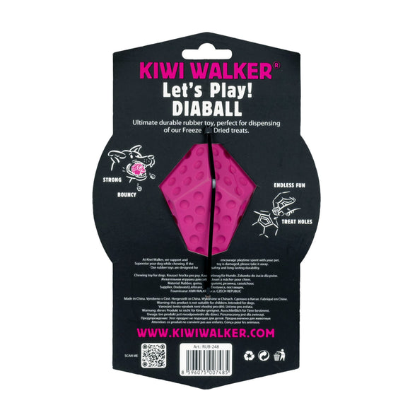 Kiwi Walker Let's Play Diaball – Blue Geometric Treat Dispensing Toy, Medium Size, Durable Design