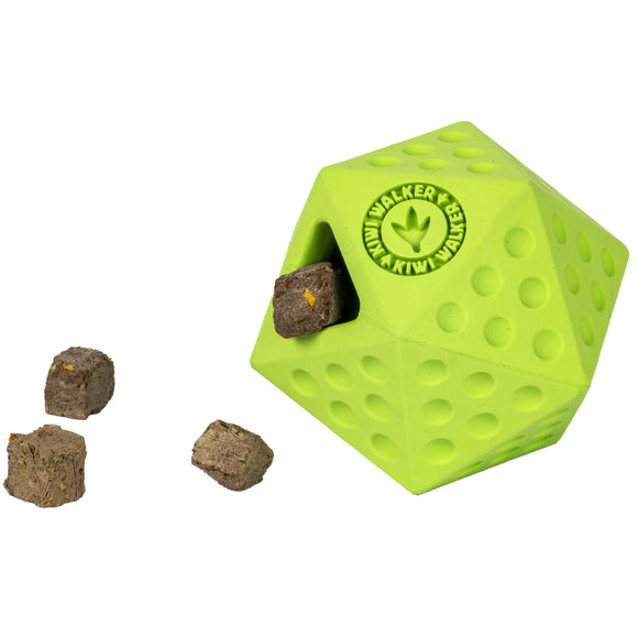 Kiwi Walker Let's Play Icosaball – Geometric Interactive Treat Toy, Medium Size, Blue