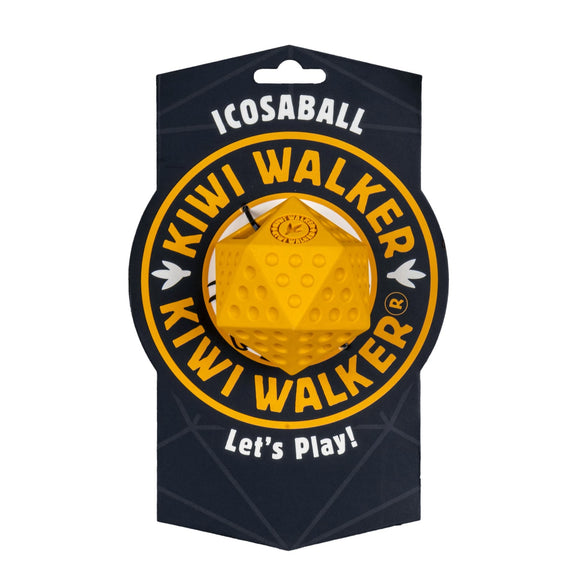 Kiwi Walker Let's Play Icosaball – Geometric Interactive Treat Toy, Medium Size, Blue