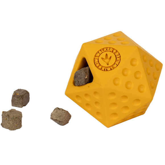 Kiwi Walker Let's Play Icosaball – Geometric Interactive Treat Toy, Medium Size, Blue