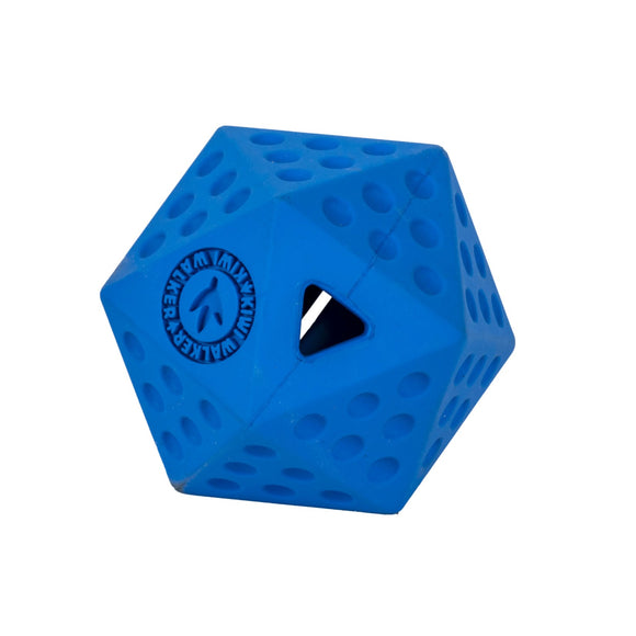 Kiwi Walker Let's Play Icosaball – Geometric Interactive Treat Toy, Medium Size, Blue