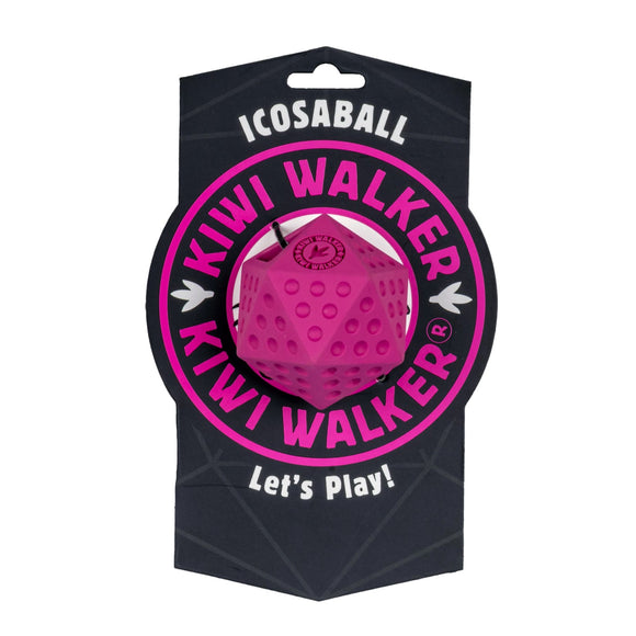 Kiwi Walker Let's Play Icosaball – Geometric Interactive Treat Toy, Medium Size, Blue