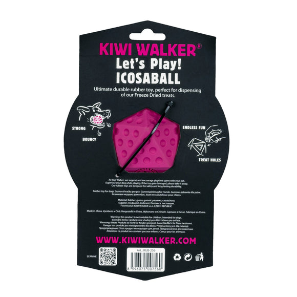 Kiwi Walker Let's Play Icosaball – Geometric Interactive Treat Toy, Medium Size, Blue