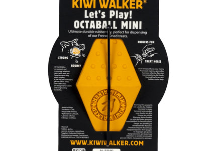 Kiwi Walker Let's Play Octaball Mini – Geometric Treat Dispensing Toy, Blue, Durable Design