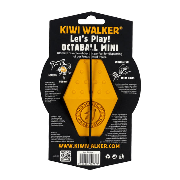 Kiwi Walker Let's Play Octaball Mini – Geometric Treat Dispensing Toy, Blue, Durable Design