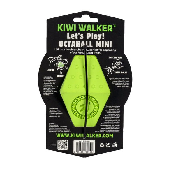 Kiwi Walker Let's Play Octaball Mini – Geometric Treat Dispensing Toy, Blue, Durable Design