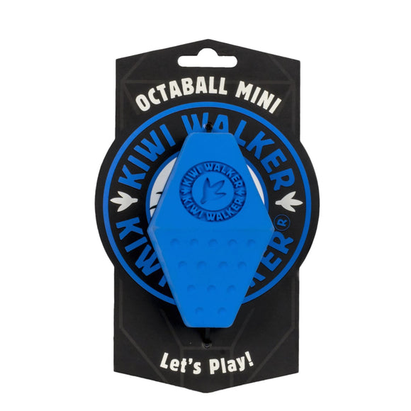 Kiwi Walker Let's Play Octaball Mini – Geometric Treat Dispensing Toy, Blue, Durable Design