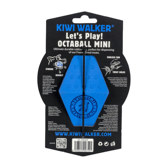 Kiwi Walker Let's Play Octaball Mini – Geometric Treat Dispensing Toy, Blue, Durable Design