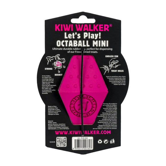 Kiwi Walker Let's Play Octaball Mini – Geometric Treat Dispensing Toy, Blue, Durable Design