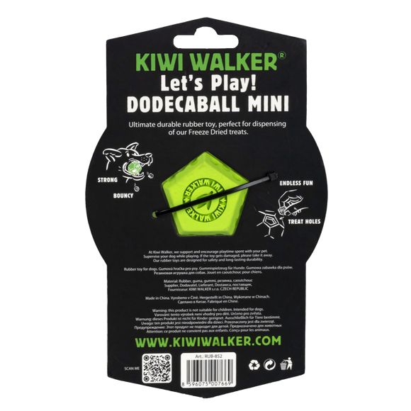 Kiwi Walker Let’s Play Dodecaball Mini – Geometric Treat Dispensing Toy, Blue, Compact Size