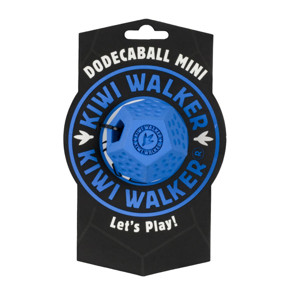 Kiwi Walker Let’s Play Dodecaball Mini – Geometric Treat Dispensing Toy, Blue, Compact Size