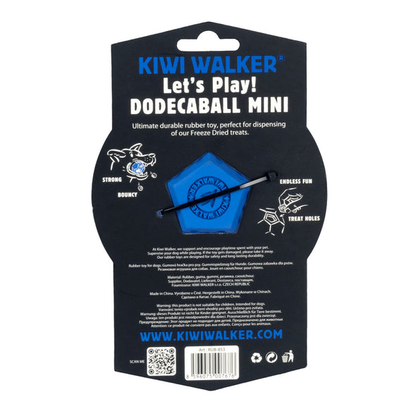 Kiwi Walker Let’s Play Dodecaball Mini – Geometric Treat Dispensing Toy, Blue, Compact Size