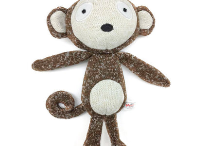 Record Cotton Monkey Dog Toy – 19cm Soft Cotton Plush with Squeaker, Durable Playtime Fun