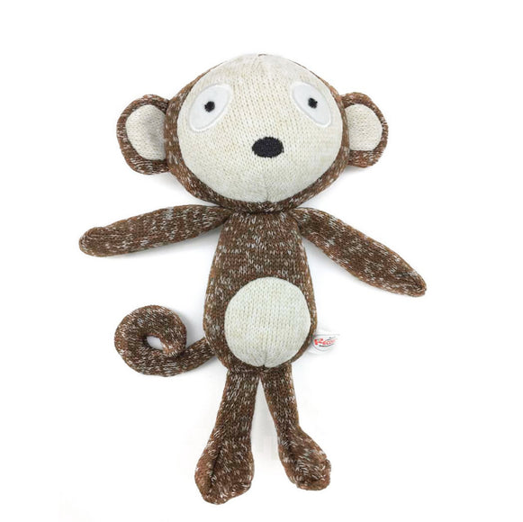 Record Cotton Monkey Dog Toy – 19cm Soft Cotton Plush with Squeaker, Durable Playtime Fun
