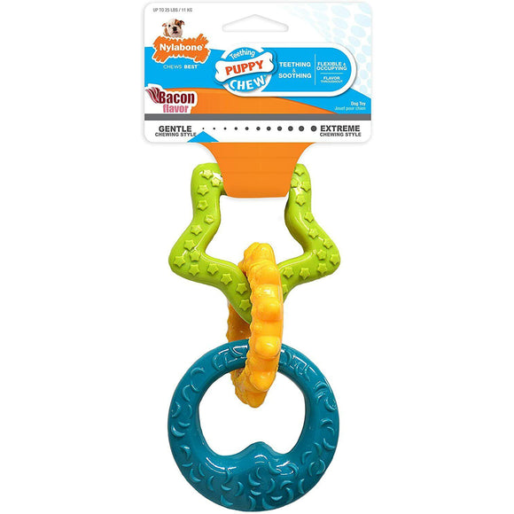 Nylabone Puppy Teething Rings – Bacon Flavor Durable Chew Toy for Soothing Gums