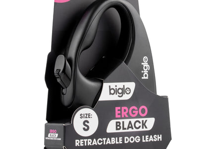 Biglo Ergo Black Retractable Leash – Automatic Medium Lead with Ergonomic Handle