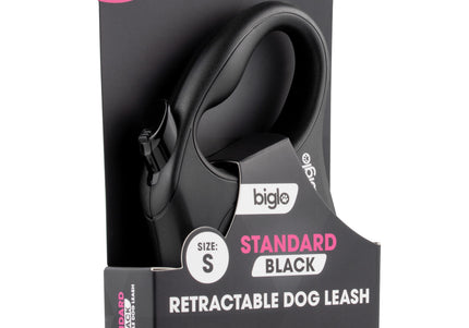 Biglo Standard Black Retractable Leash – Extra Small, Durable Tangle-Free Design
