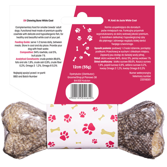 Lovi Food White Coat Chewing Bone – Cod-Infused Dental Treat, Large Size, Stain-Resistant Formula