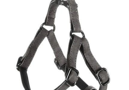 Flamingo Step&Go Delu Step-In Harness – Eco-Leather, Neoprene Lined, Black, XL, Comfortable Fit