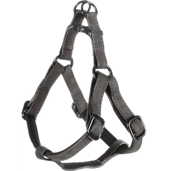 Flamingo Step&Go Delu Step-In Harness – Eco-Leather, Neoprene Lined, Black, XL, Comfortable Fit