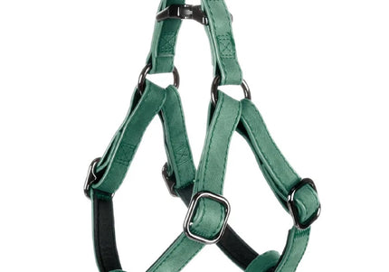 Flamingo Step&Go Deluxe Green Step-In Harness – Eco-Leather with Neoprene Lining, Medium